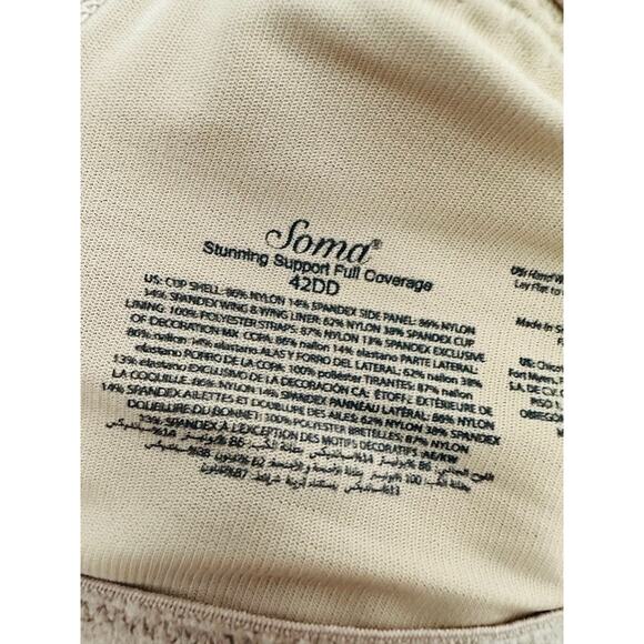 Soma Size 42DD Stunning Support No Show Minimizer Underwire Lace Detail Bra Pad - Picture 5 of 7